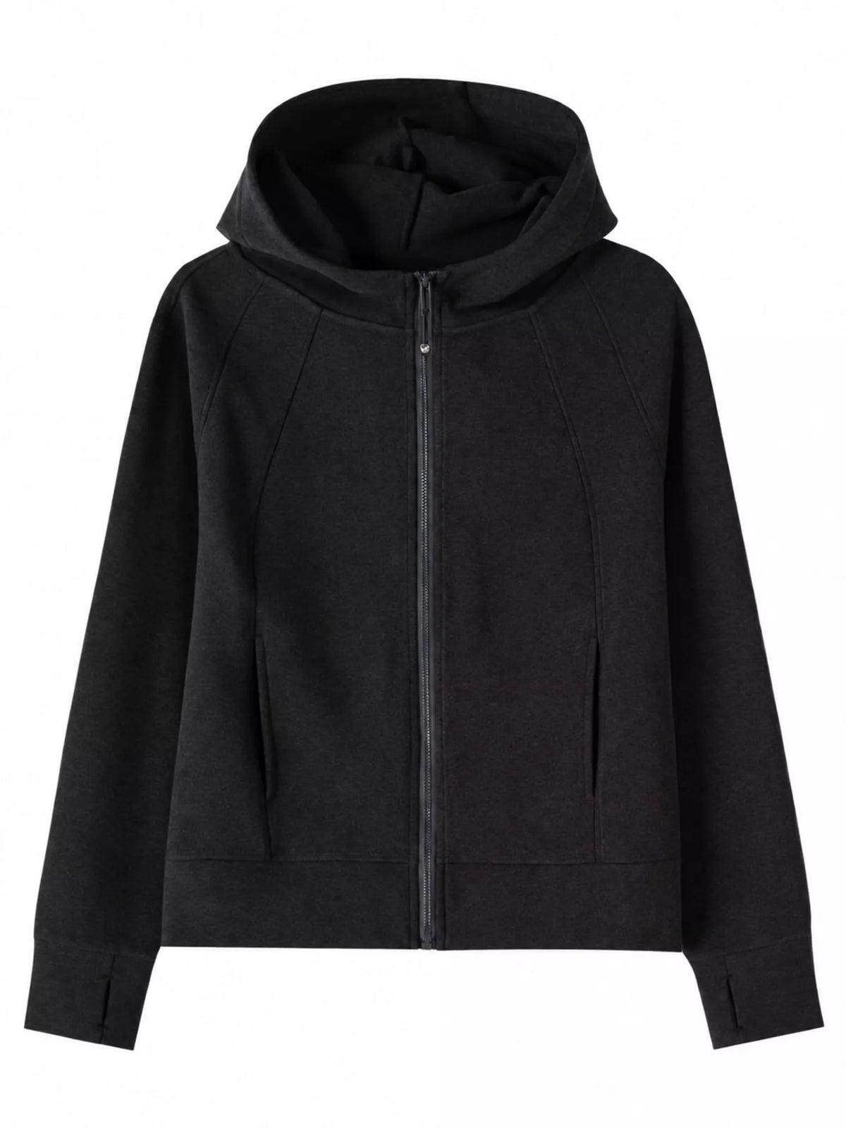 Dark Gray full-zip long sleeve hoodie with pockets