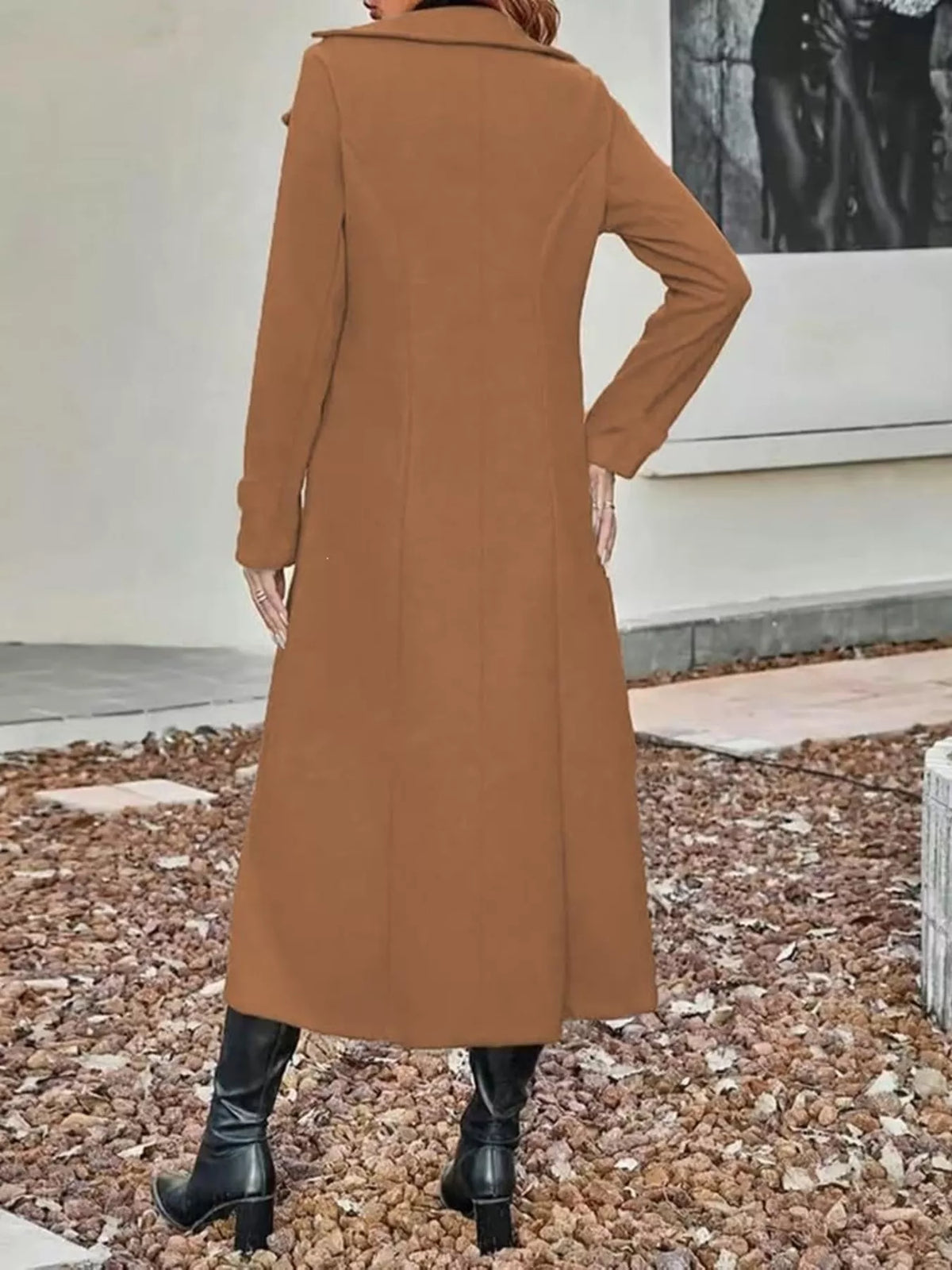 Trendsi Full Size Double-Breasted Longline Trench Coat Plus Size -
