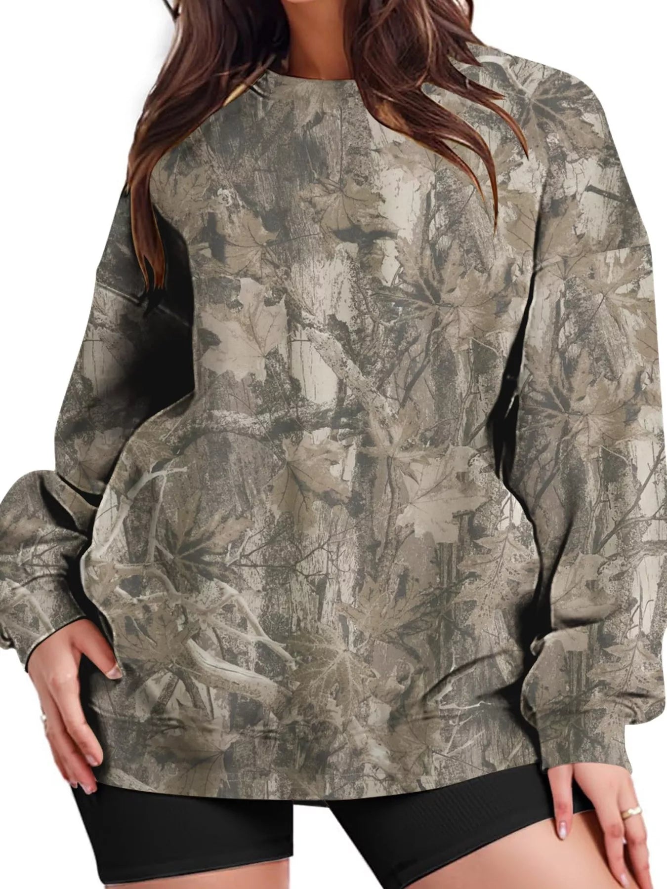 Trendsi Oversized Printed Crew Neck Sweatshirt -