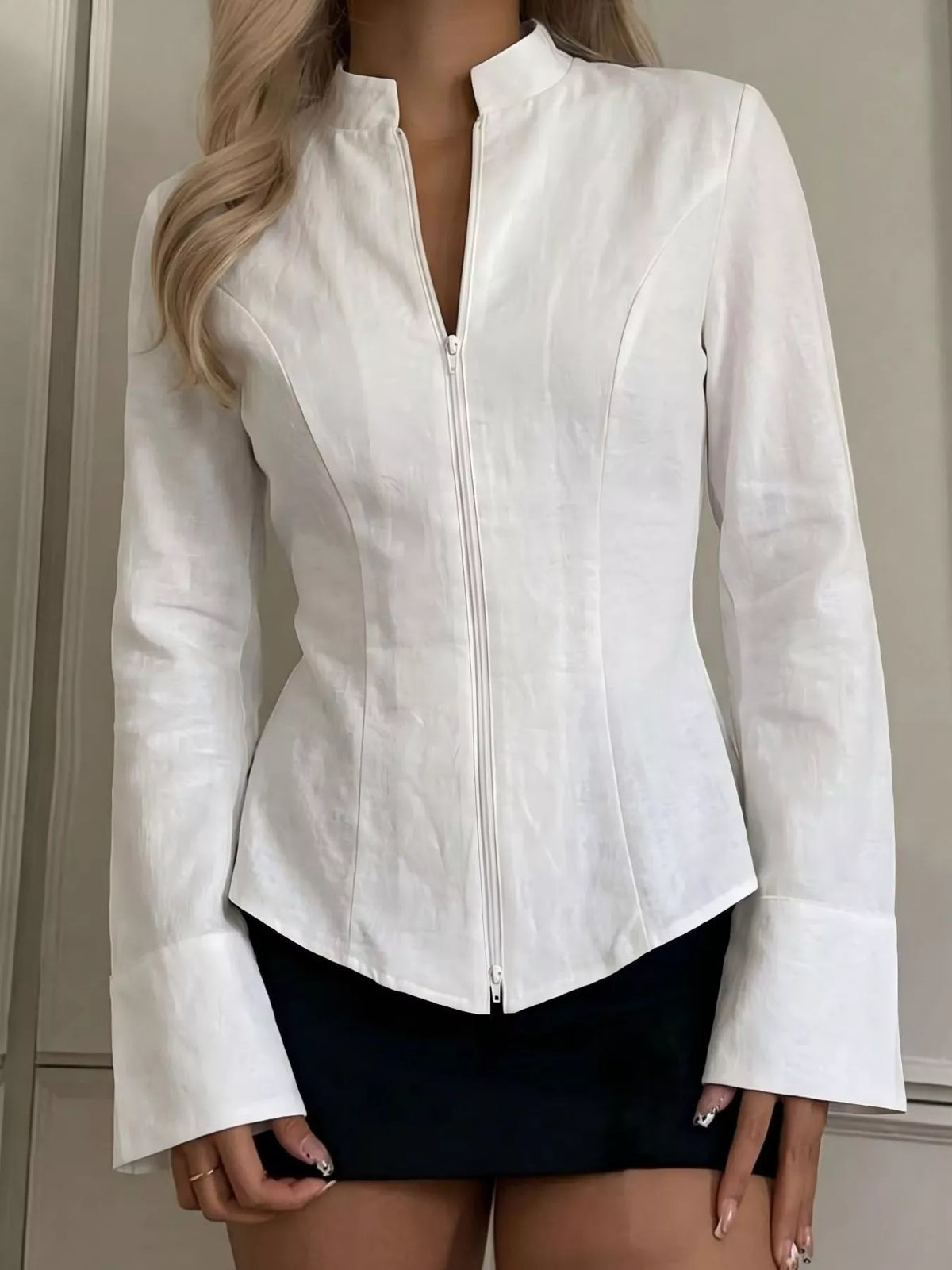 Trendsi Zip Up Long Sleeve Top -