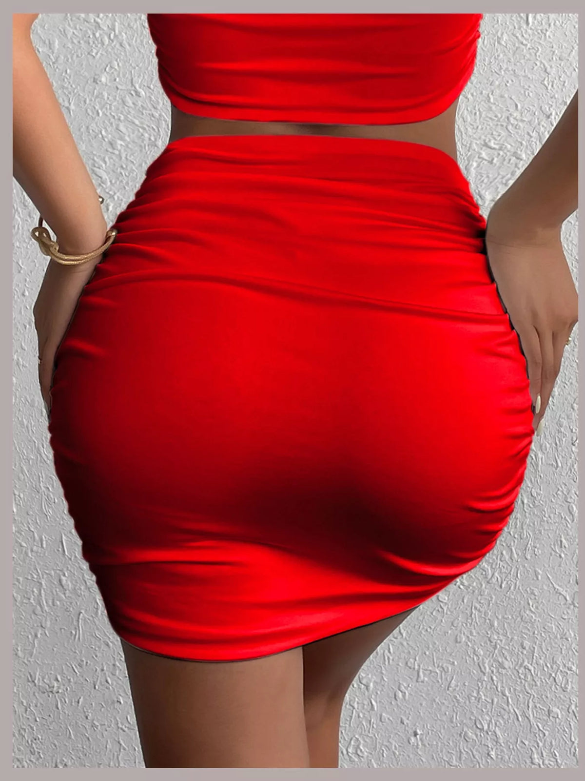 Ruched Bodycon Mini Skirt — back view