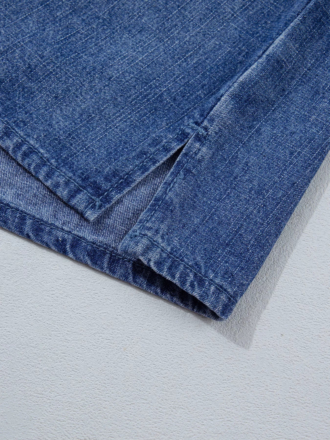 Trendsi Three Quarter Sleeve Button Front Loose Denim Shirt -