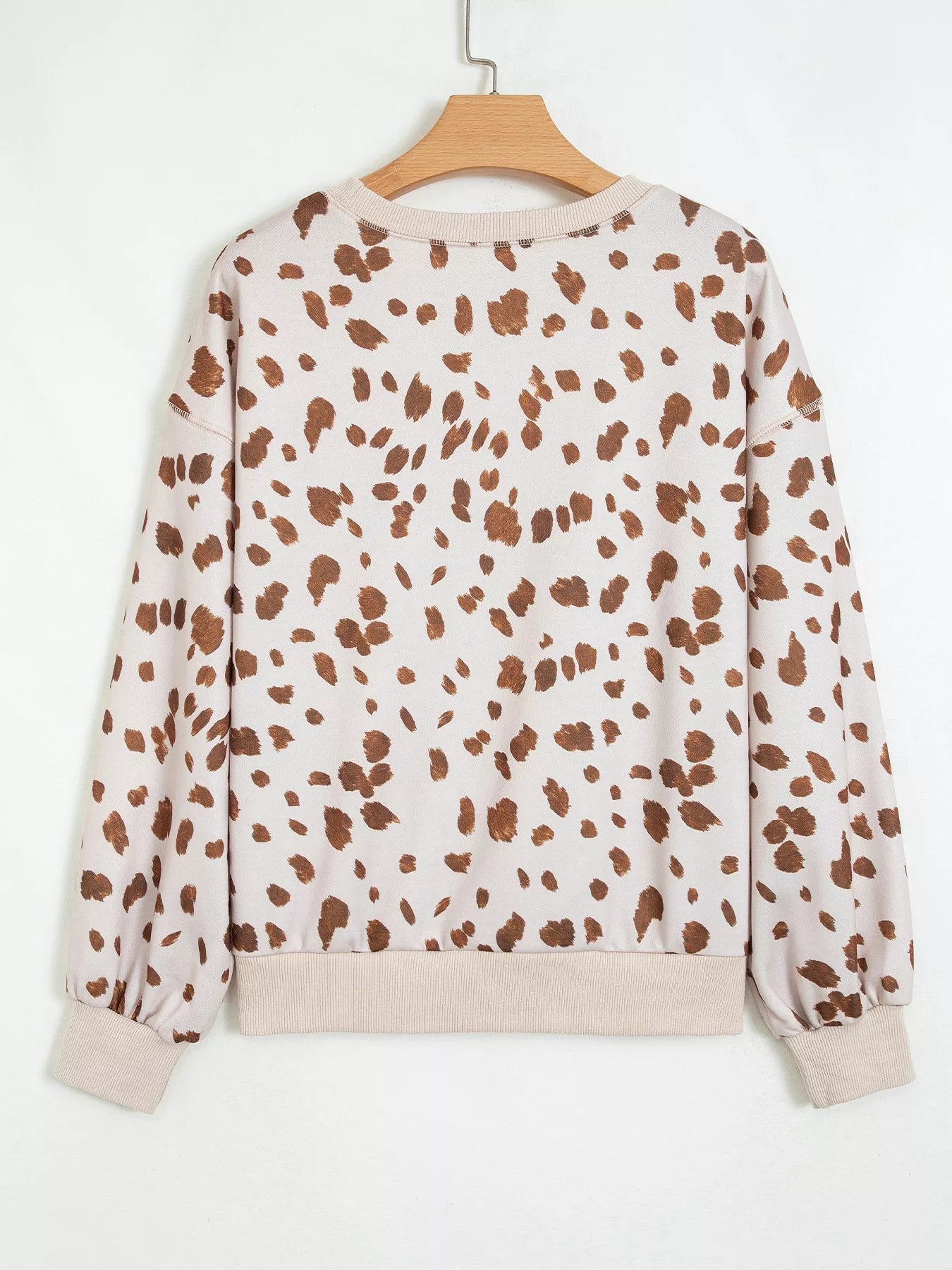 Trendsi Leopard Print Dropped Shoulder Round Neck Casual Sweatshirt -