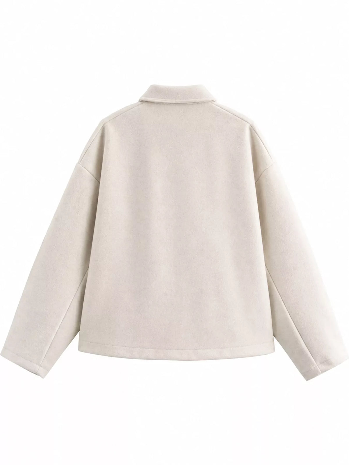 Zip-Up Dropped Shoulder Jacket — back view