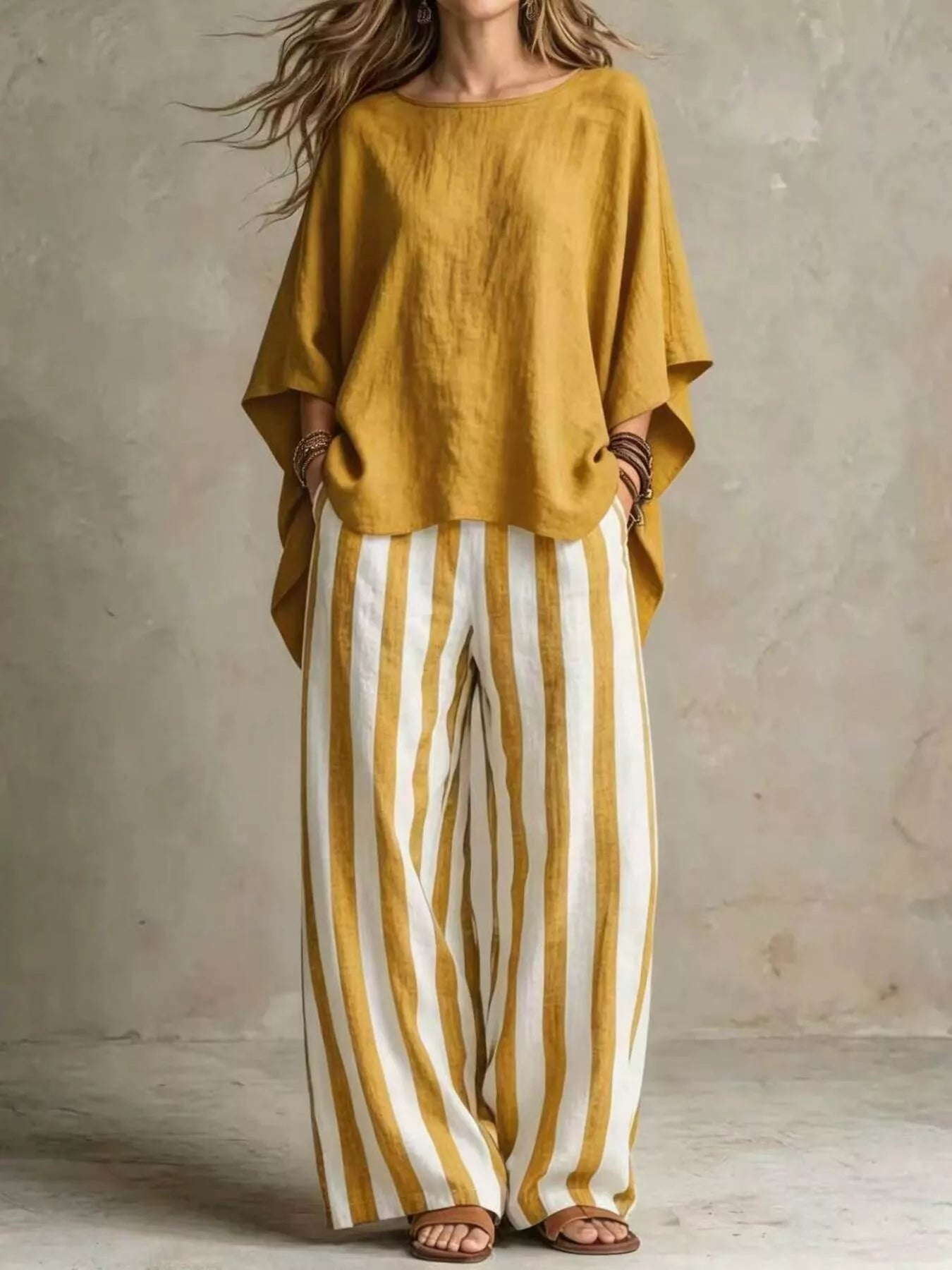 Trendsi Full Size Solid Color Top and Pants Set Plus Size -