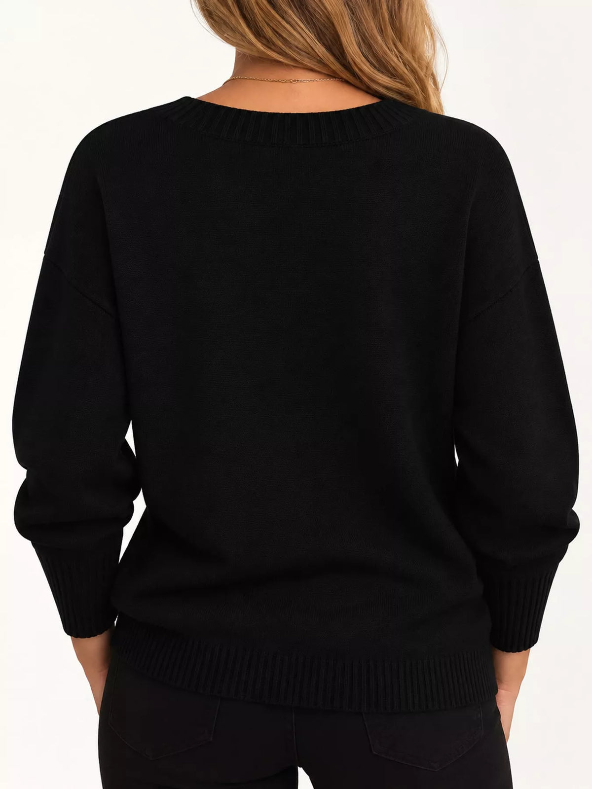 V-neck sweater, black back