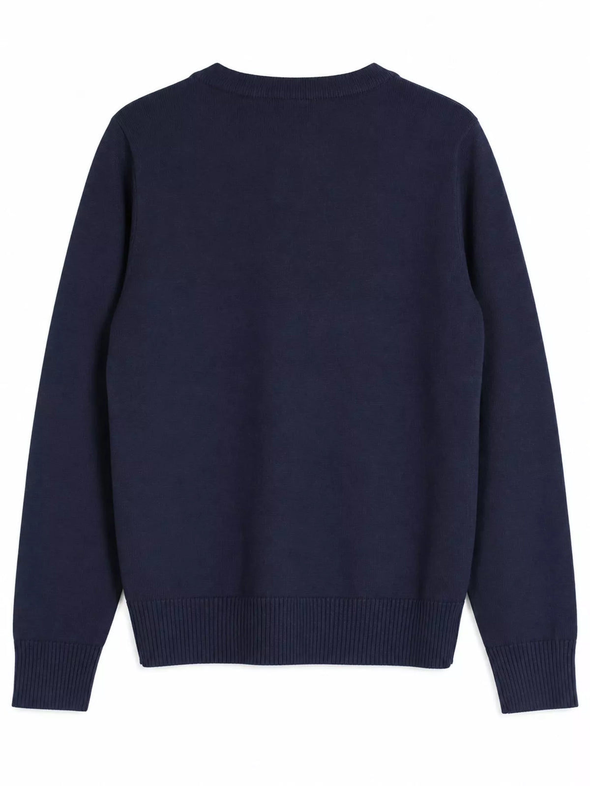 Women's V-Neck Long Sleeve Sweater in navy — back view