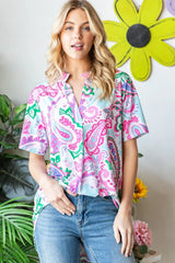 Trendsi Heimish Full Size Paisley Print Short Sleeve Top - Shirts