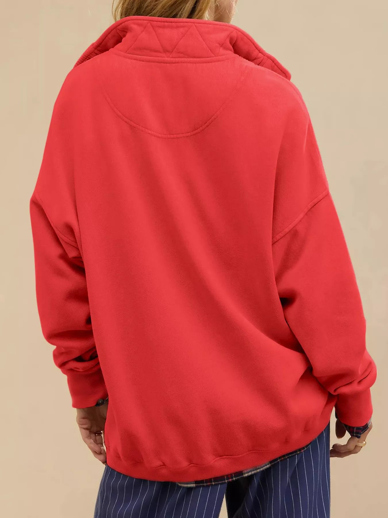 Trendsi Half Snap Dropped Shoulder Sweatshirt -