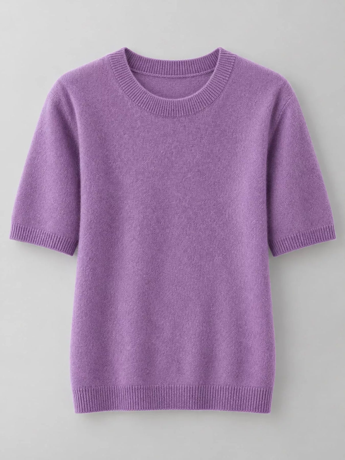Purple round neck short-sleeve sweater