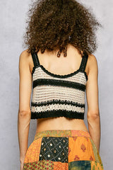 Trendsi POL Floral Embroidered Cropped Crochet Cami with Scalloped Hem -