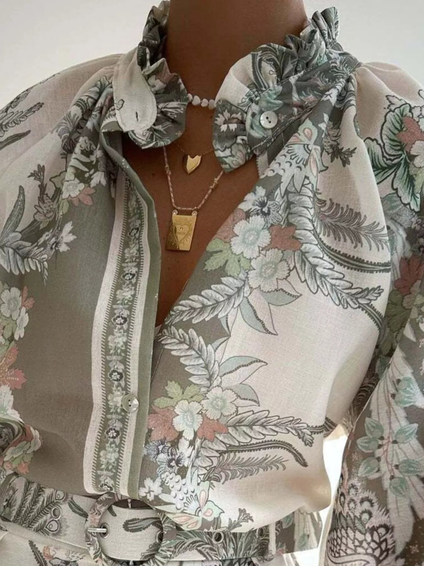 Trendsi Floral Print Button-Down Shirt and Belted Shorts Two-Piece Set -