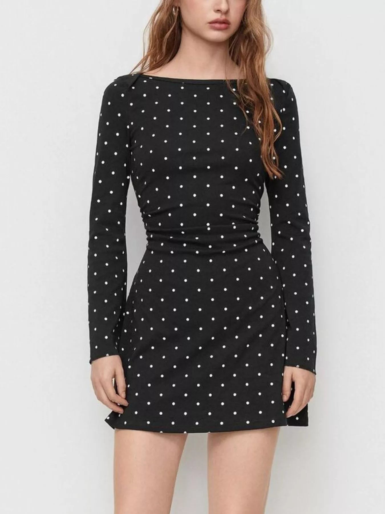 Trendsi Polka Dot Flare Sleeve Mini Dress -