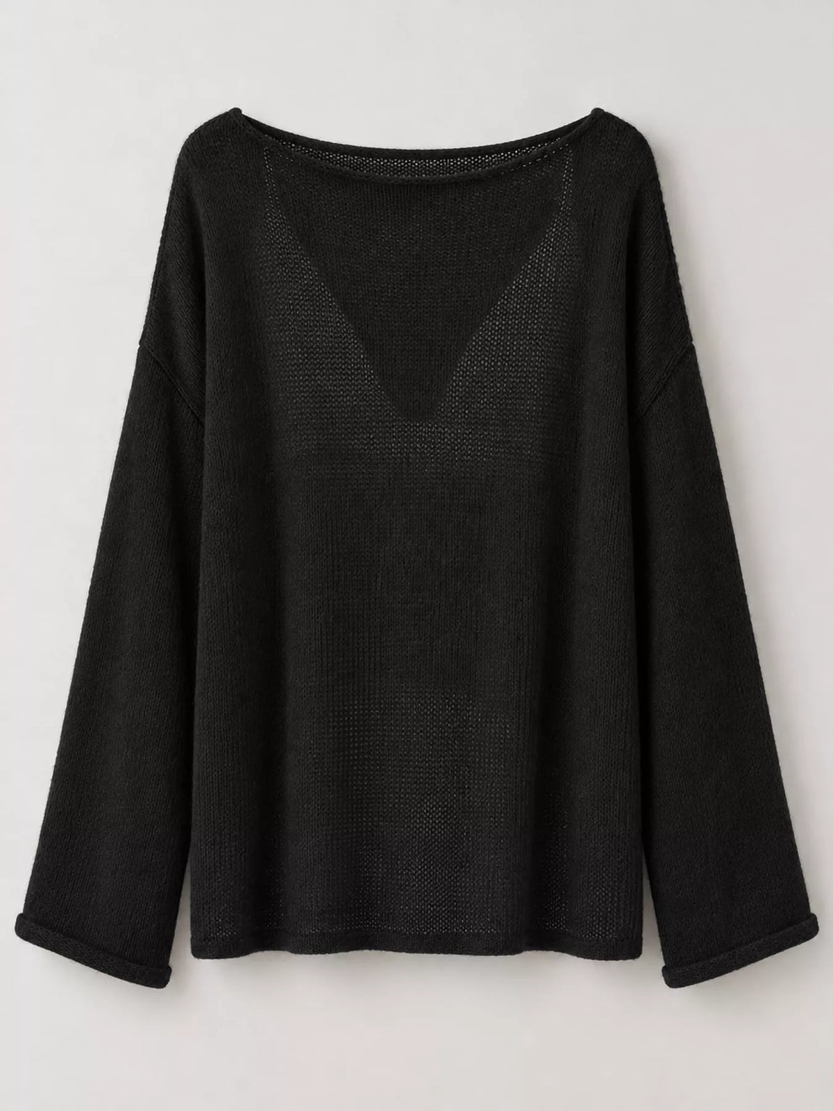 Knit cover-up, black flat lay