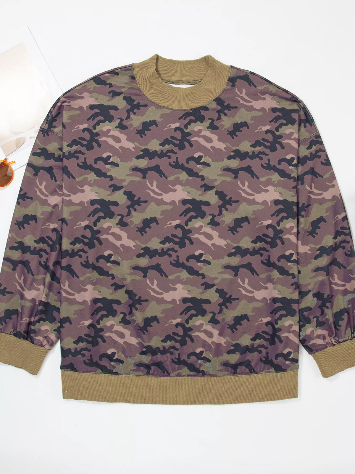 Camouflage sweatshirt, camouflage flat front