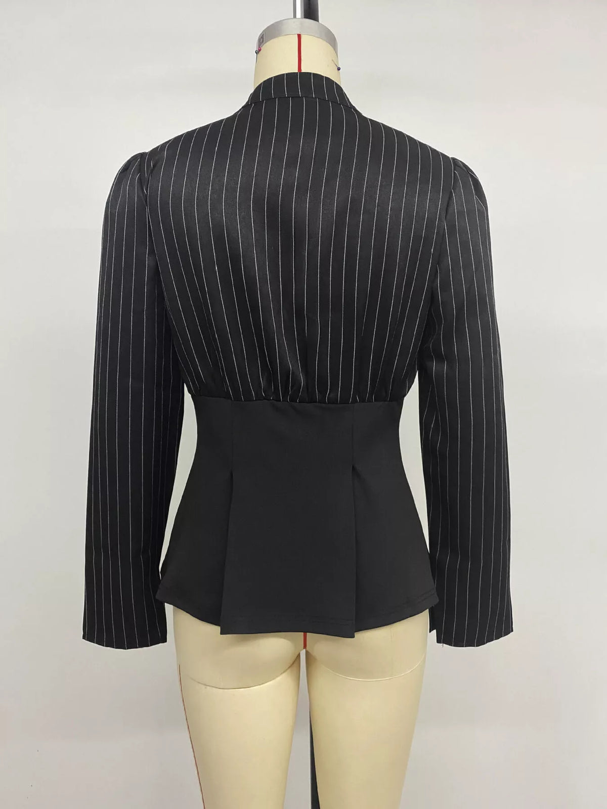Trendsi Striped Long Sleeve Peplum Blouse -