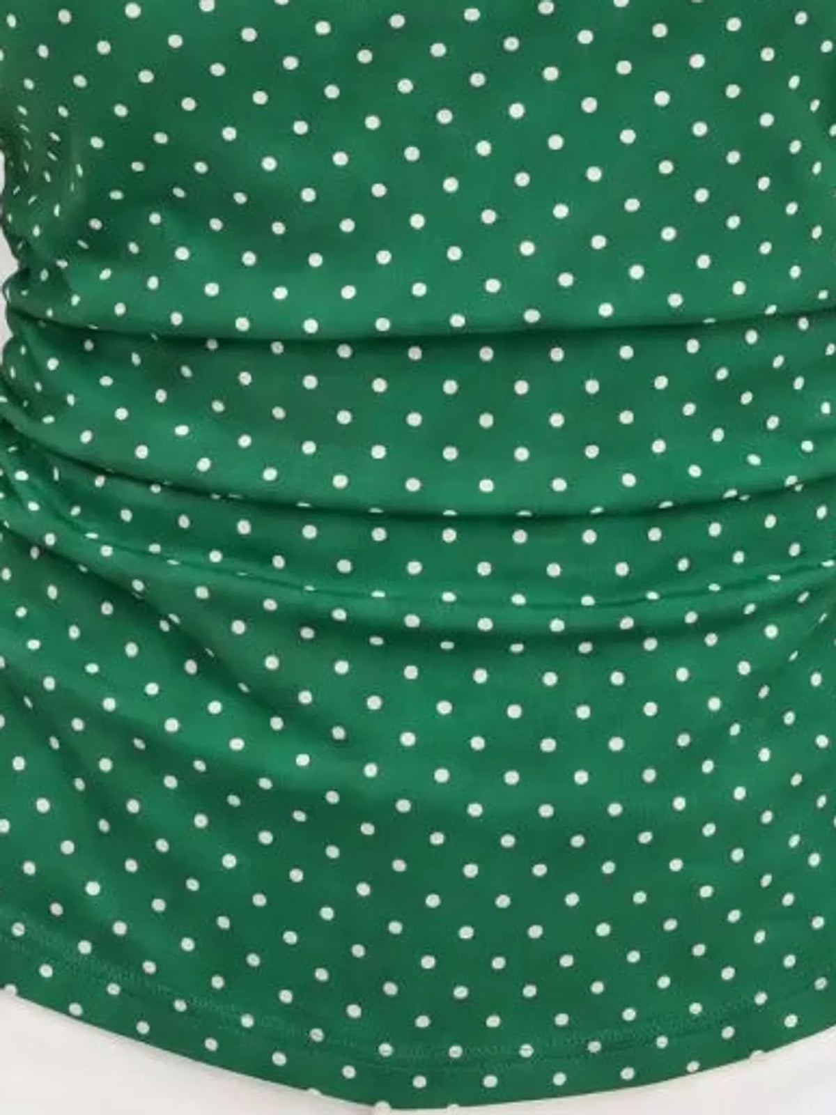 Polka Dot Print Sleeveless Tank Top with Tie Back, detail view in green and white