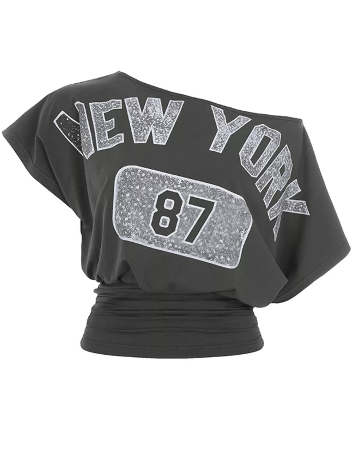 Trendsi Letter Graphic One Shoulder Top -