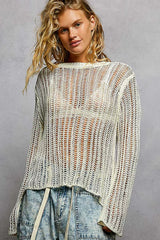 Trendsi POL Openwork Round Neck Knit Cover Up -