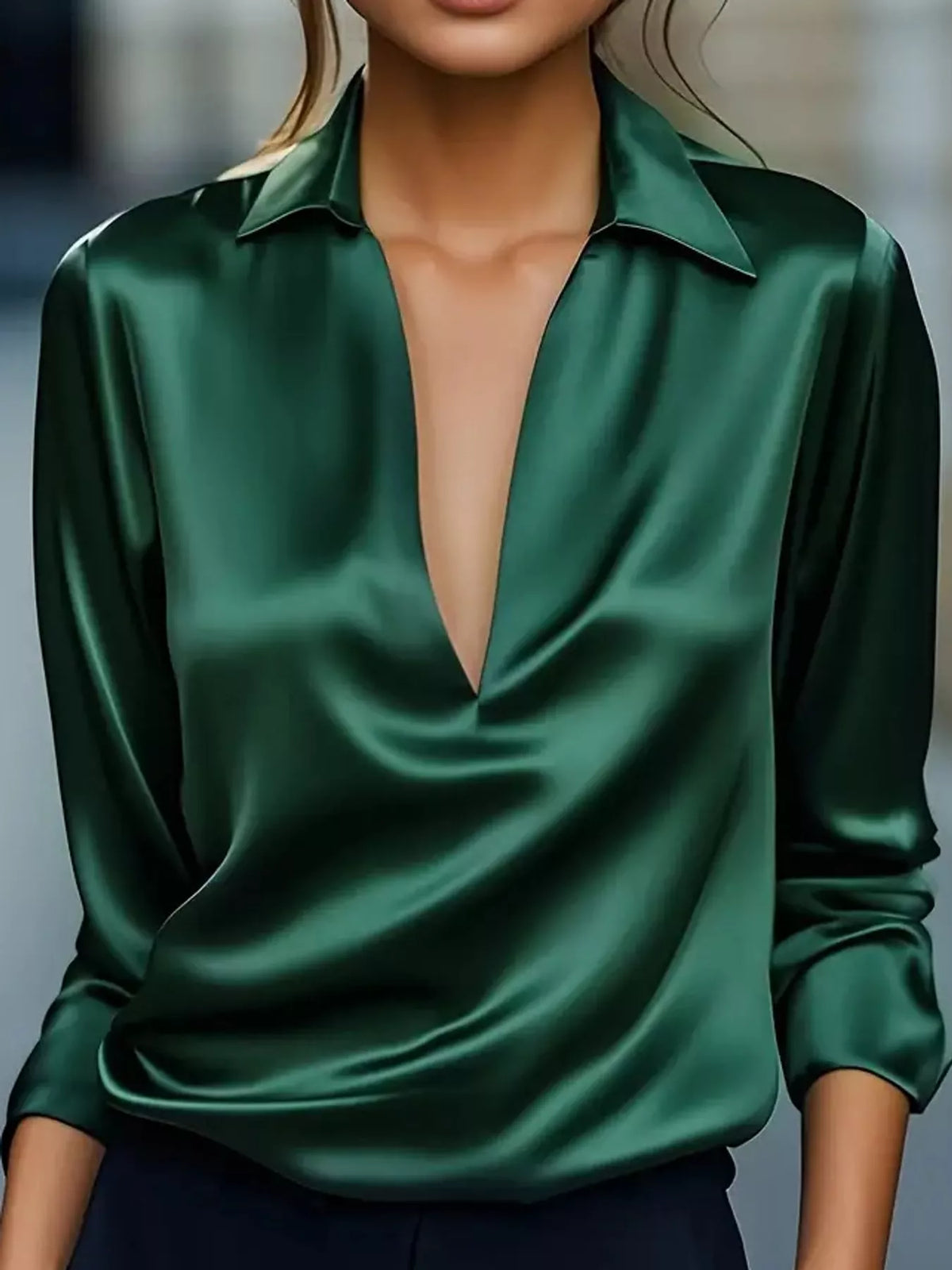 Green long-sleeve blouse