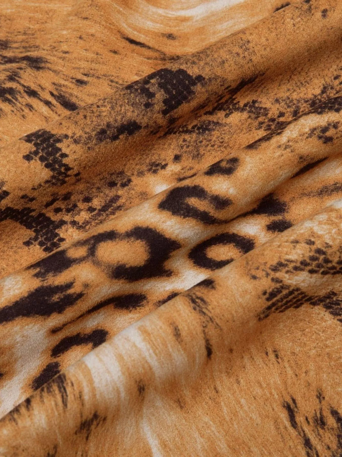 Zip-up mini skirt, mixed animal-print fabric