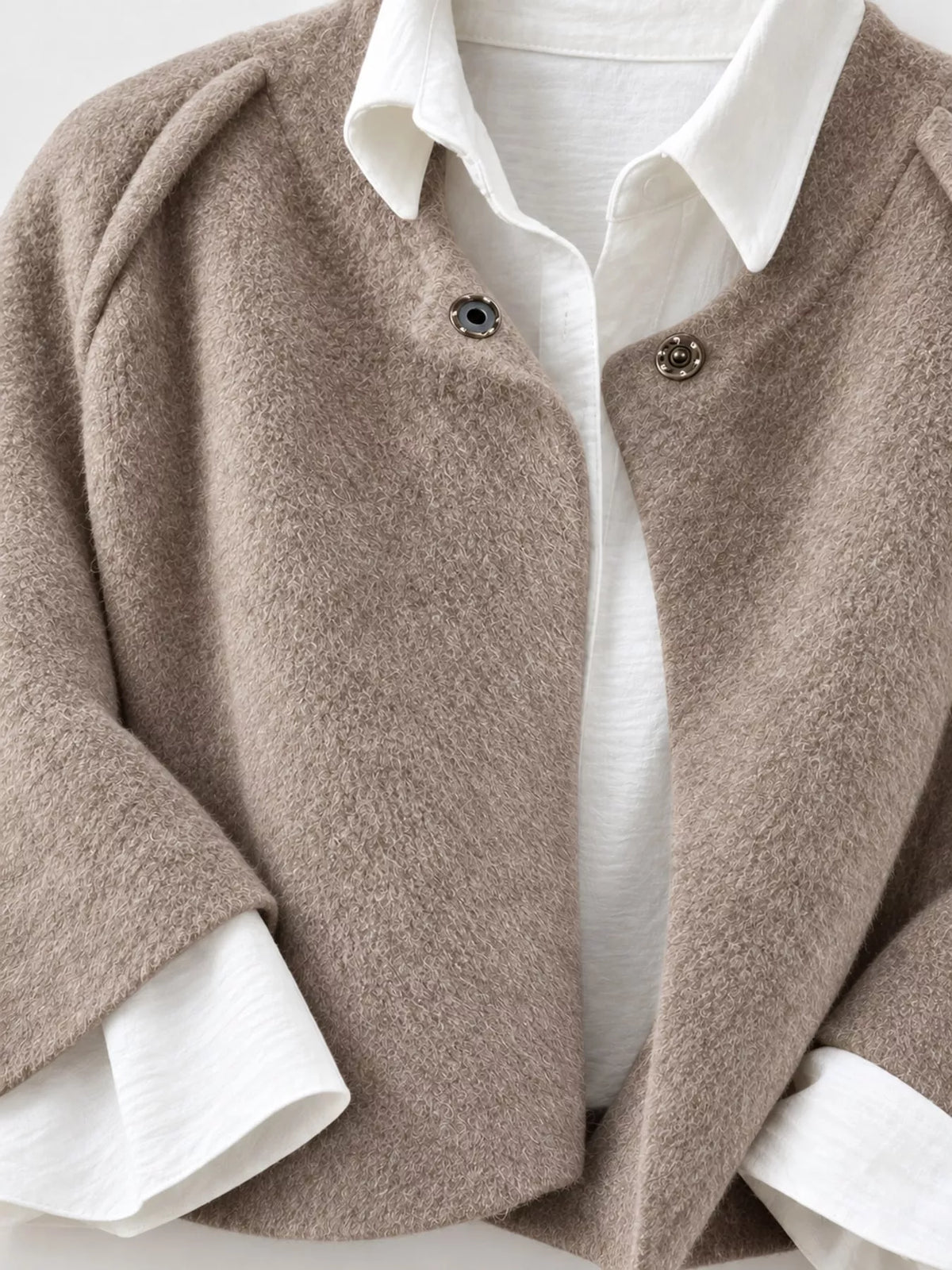 Fuzzy Texture Open-Front Cropped Jacket — construction details