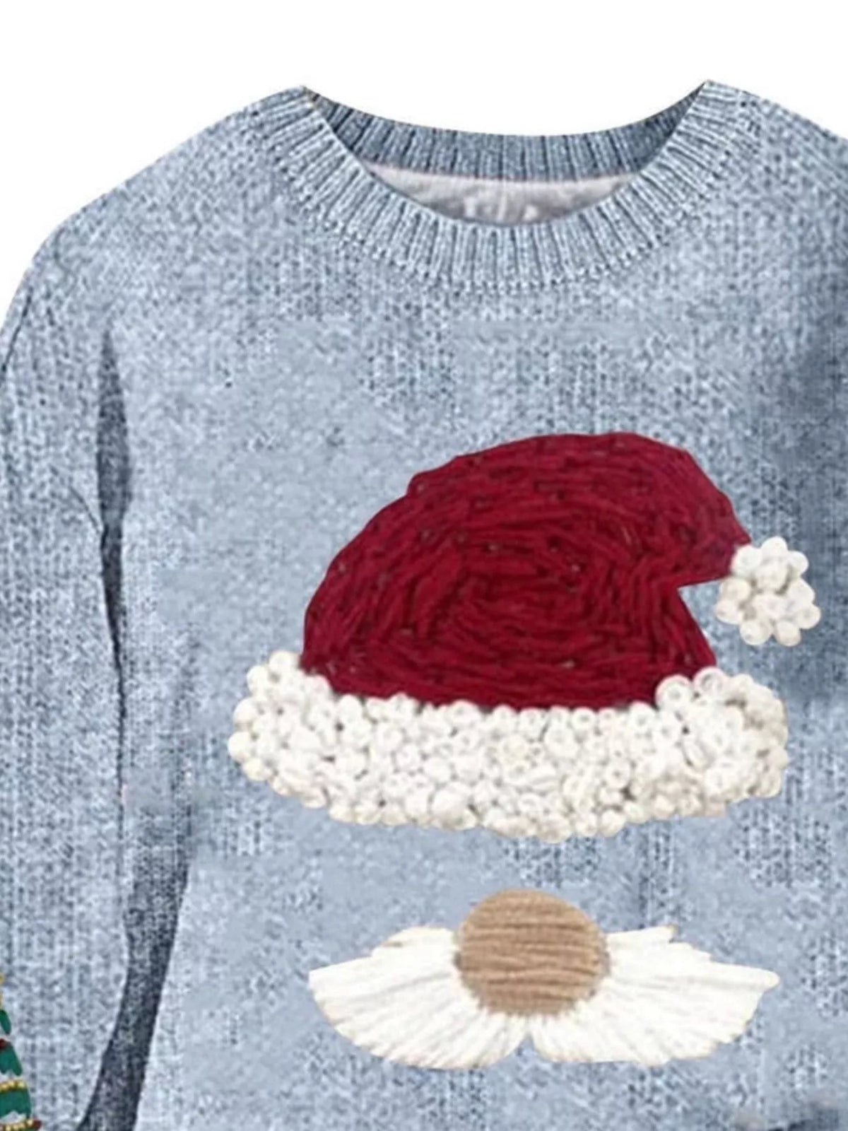 Christmas Graphic Dropped Shoulder Sweater in blue, graphic detail