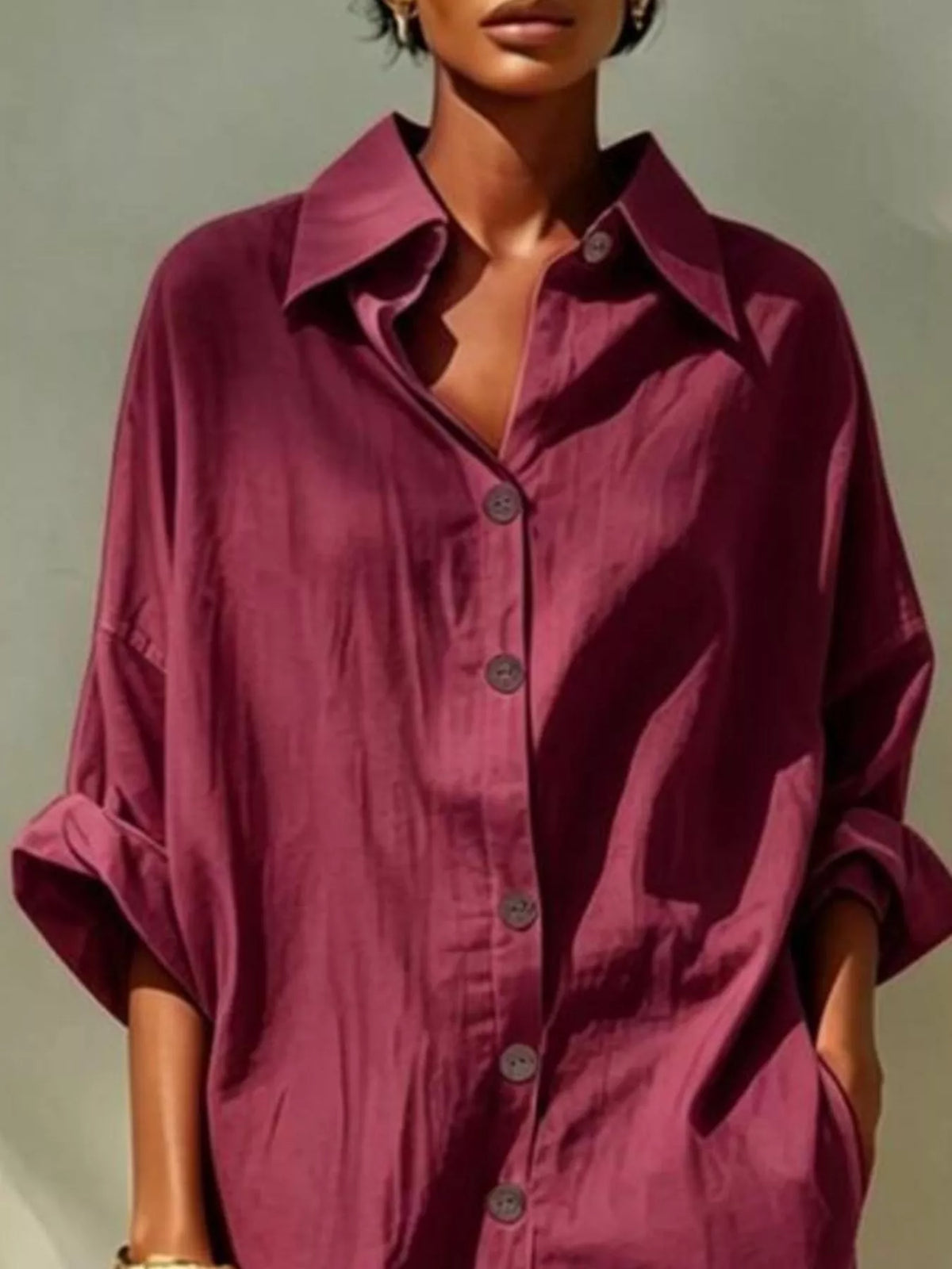 Burgundy button-down shirt dress