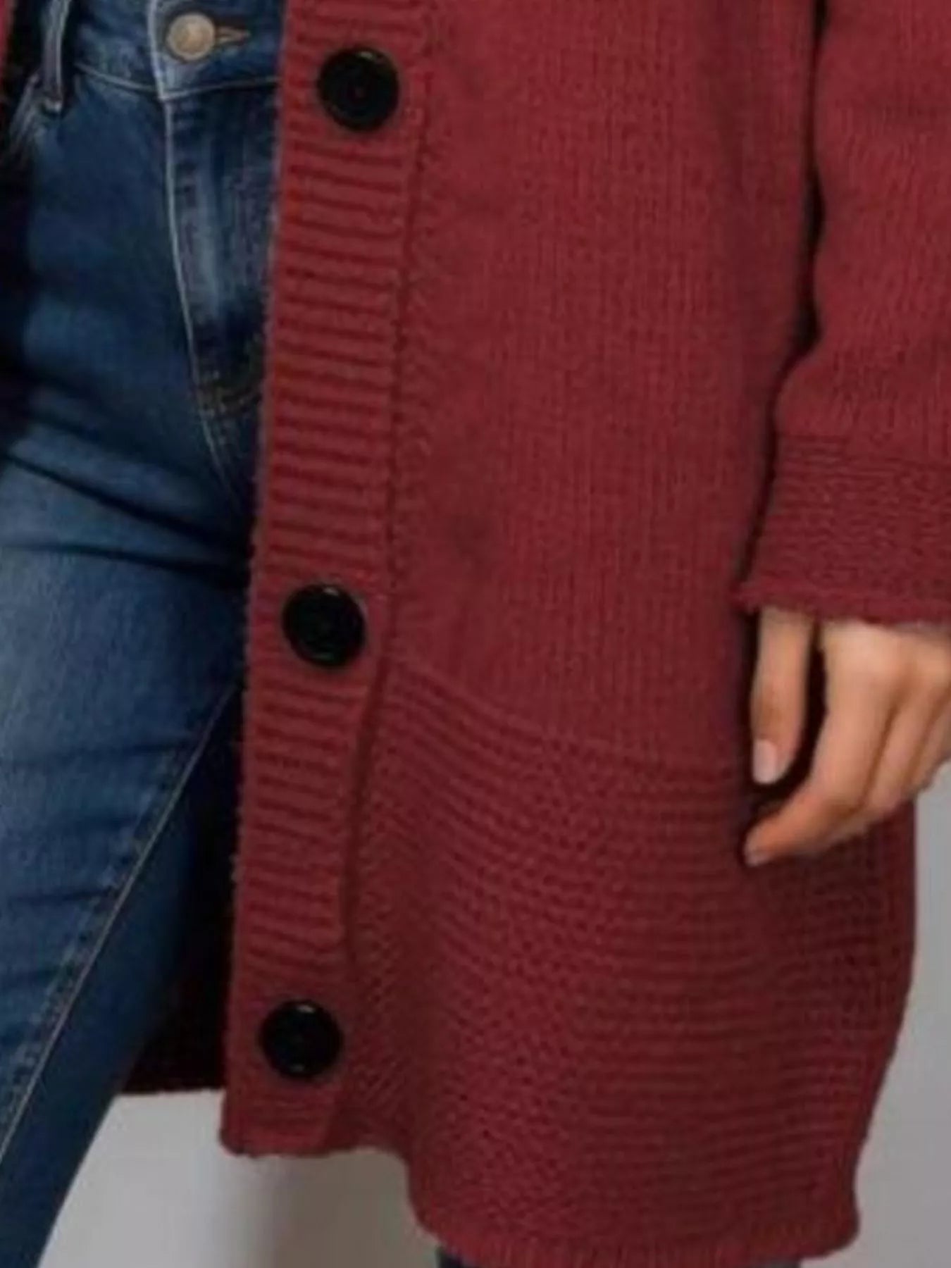 Trendsi Full Size Casual Hooded Button-Down Knit Cardigan Plus Size -