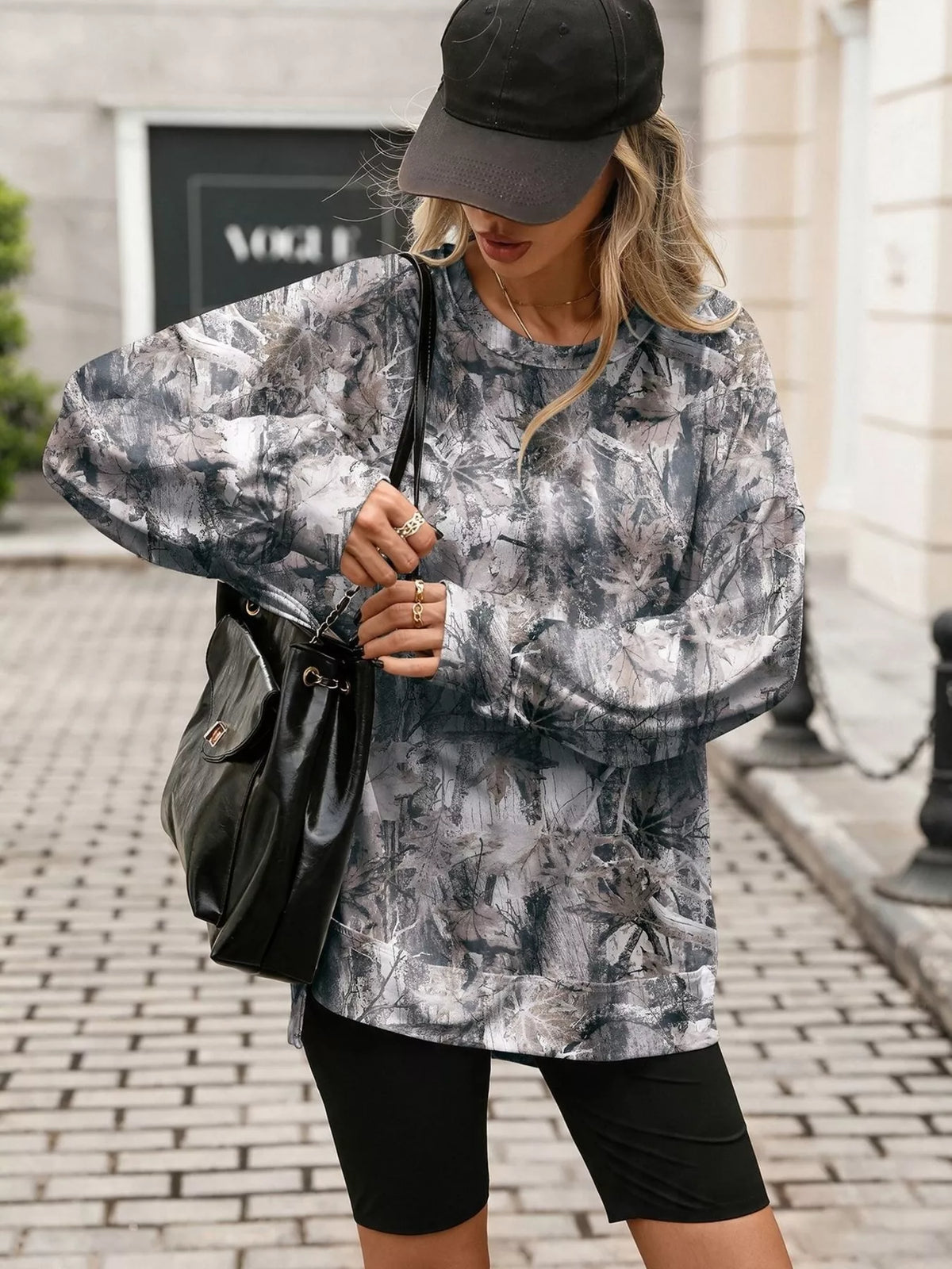 Trendsi Printed Round Neck Sweatshirt -