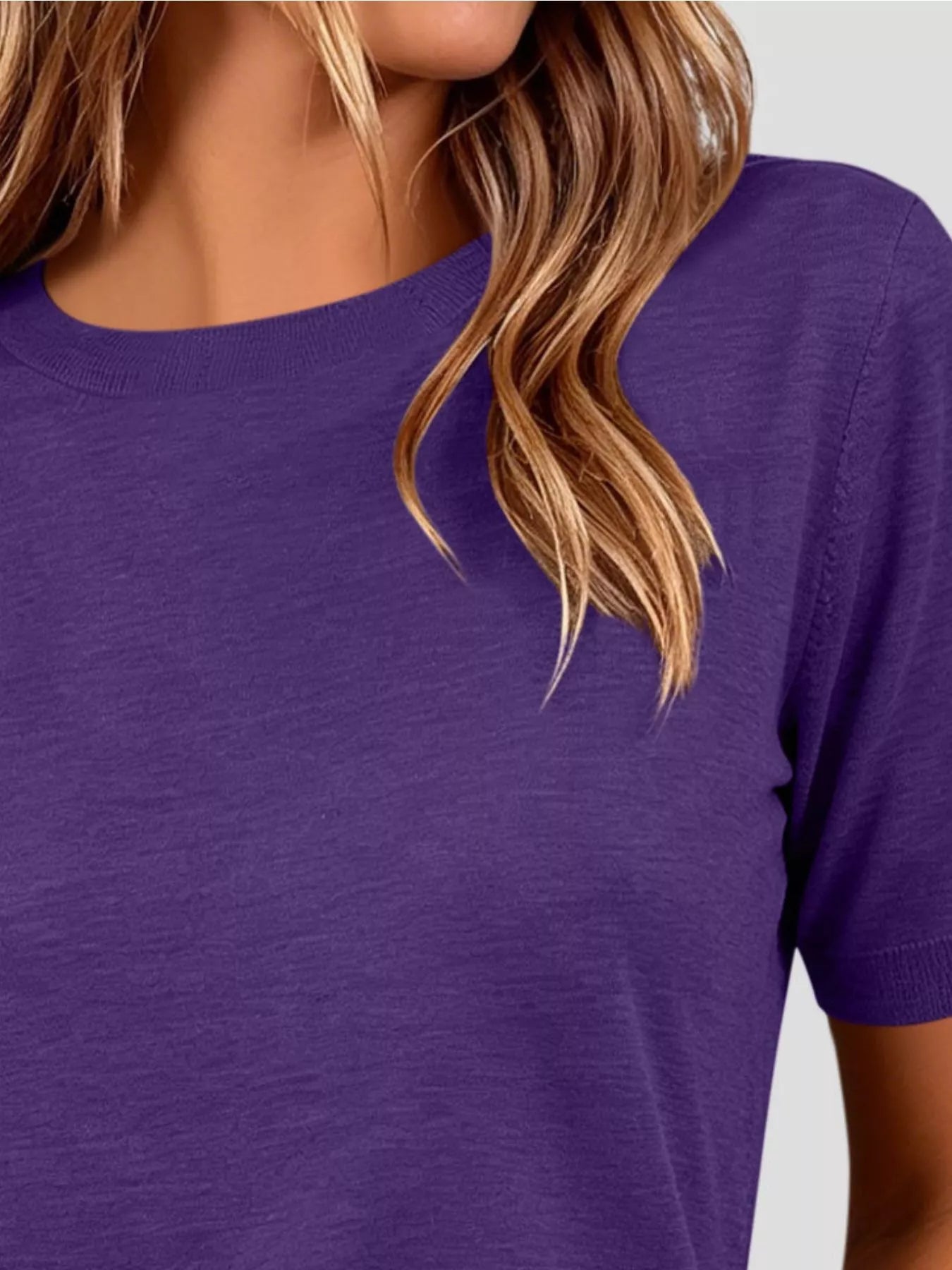 Trendsi Classic Crew Neck Short Sleeve Knit Top -