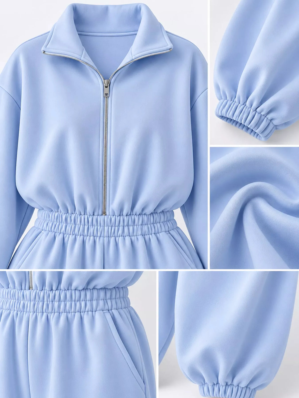 Zip Front Long Sleeve Jumpsuit — construction details