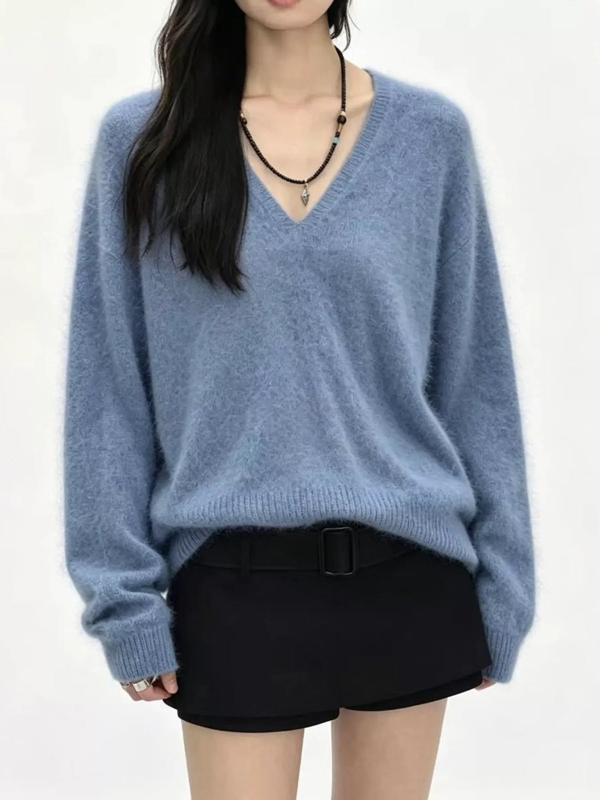 Blue v-neck sweater
