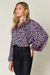 Trendsi Double Take Full Size Printed Balloon Sleeve Shirt -