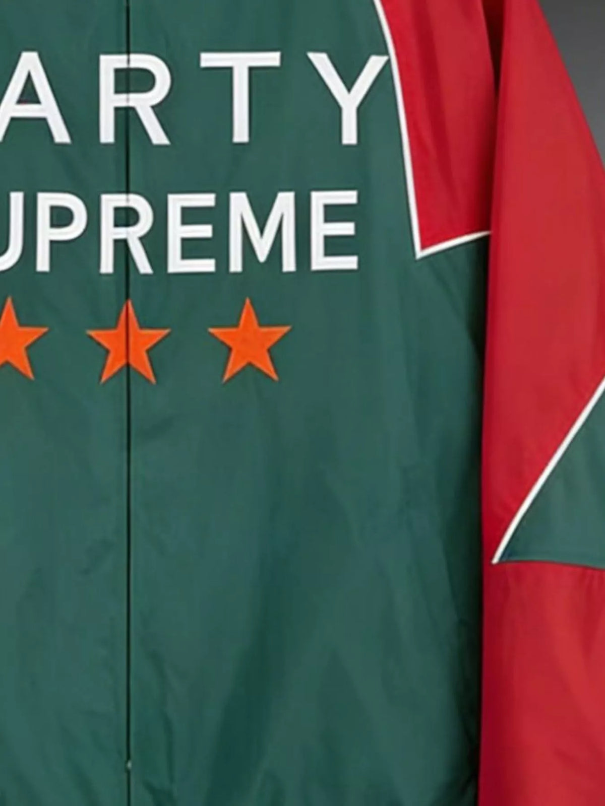 Letter Graphic Color-Block Jacket — construction details