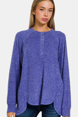 Trendsi Zenana Full Size Brushed Melange Hacci High-Low Sweater -