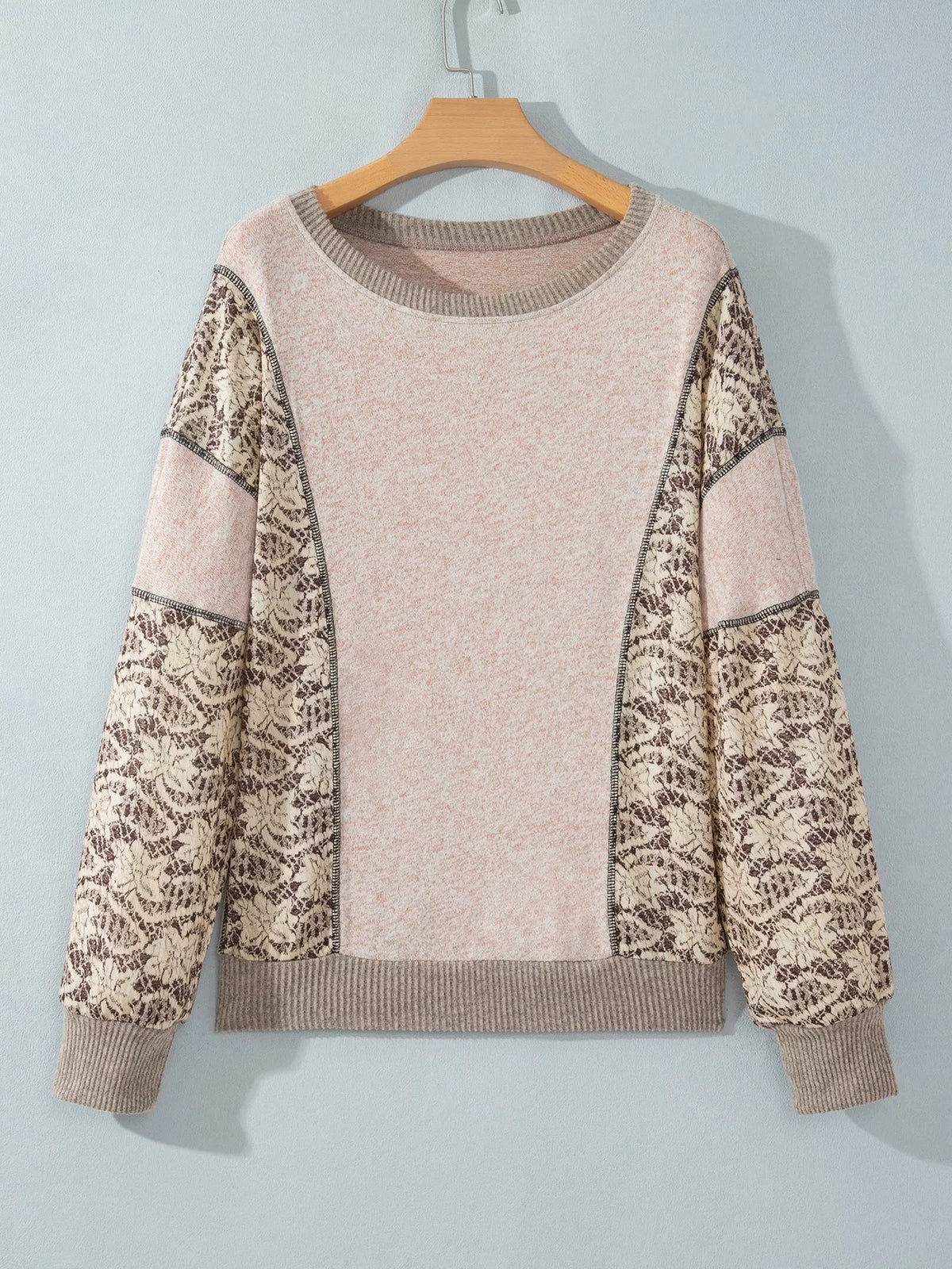Trendsi Floral Print Round Neck Long Sleeve Shift Top -