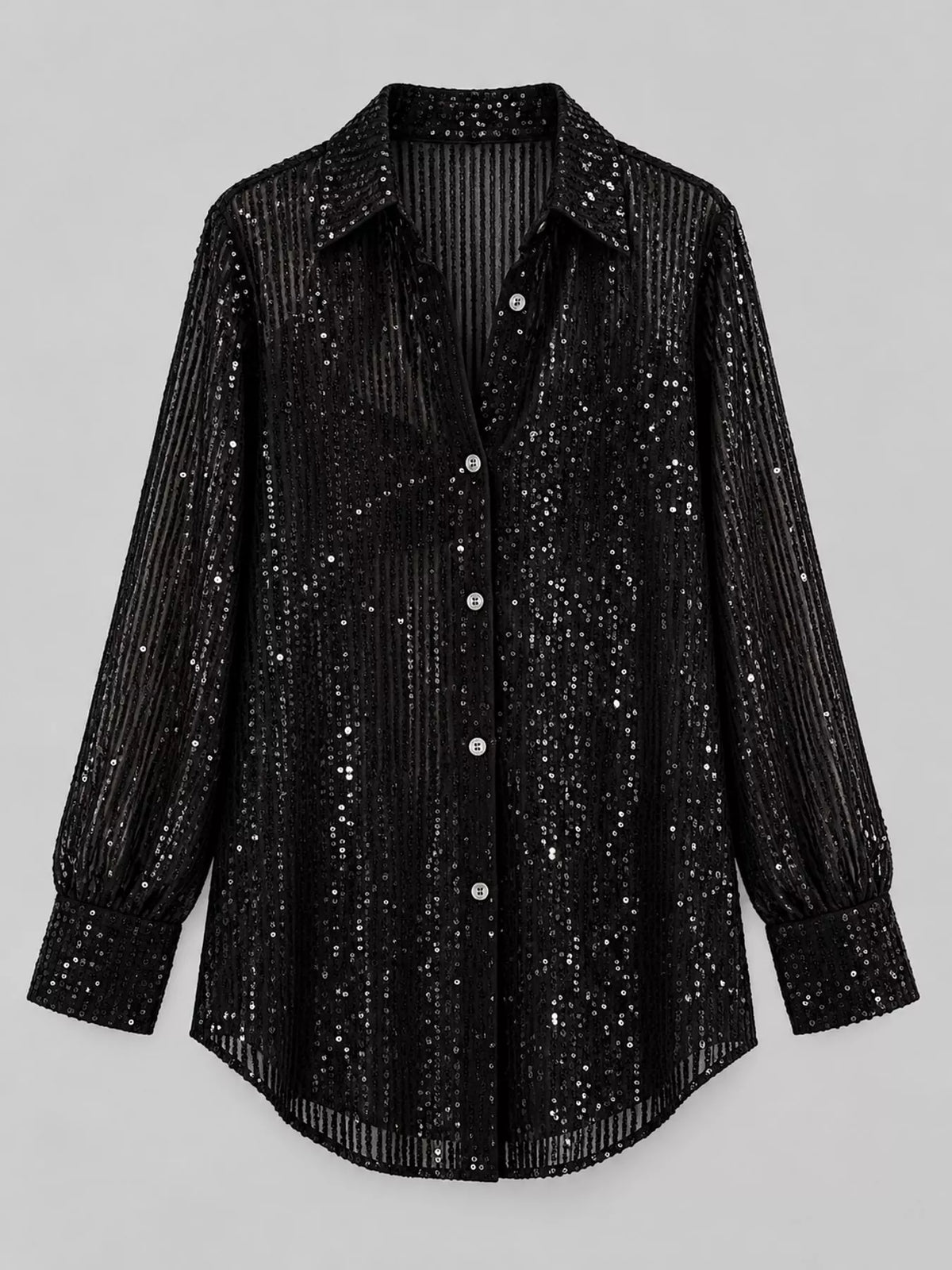 Sequin shirt, black hanging front
