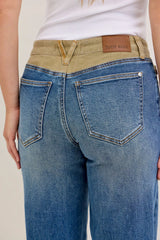 Trendsi Judy Blue MR Column Straight Jeans with Corduroy Waist -