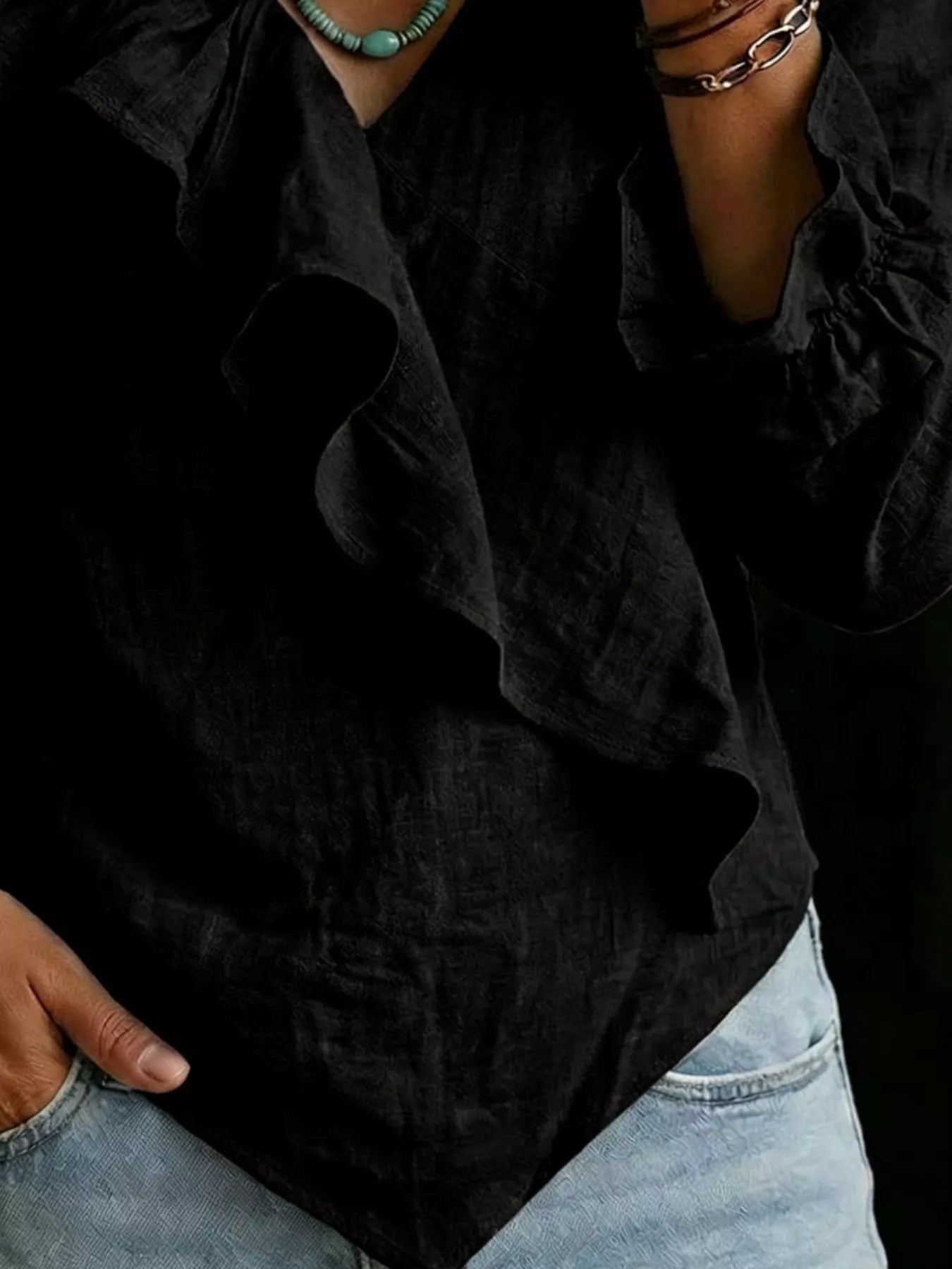 Trendsi Full Size Ruffled Long Sleeve Blouse Plus Size -