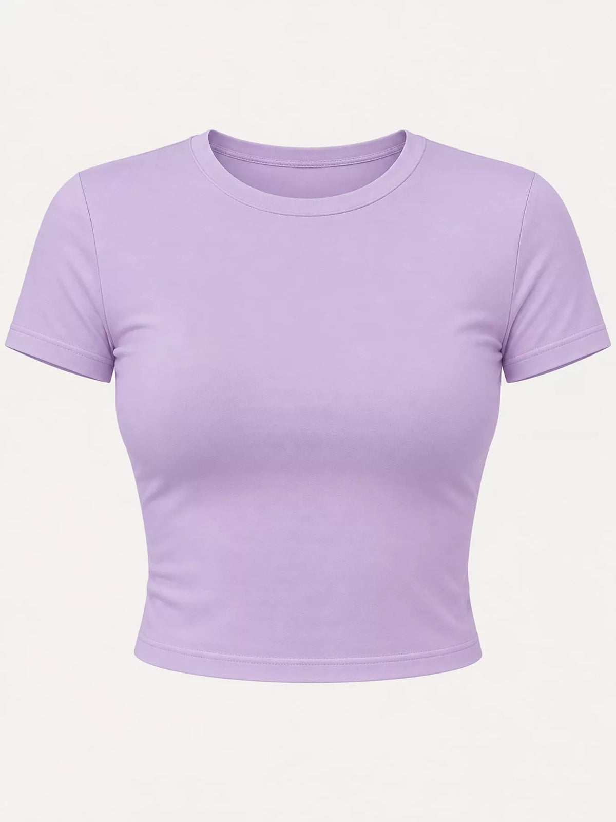 Purple crew neck crop T-shirt, front product view
