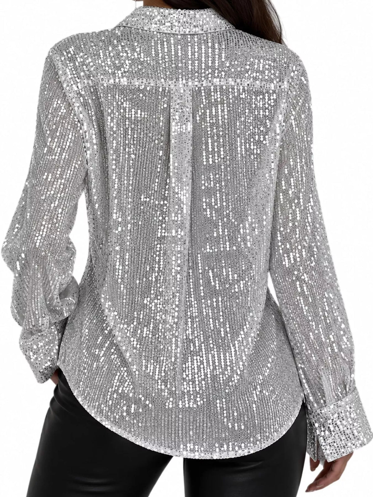 Sequin shirt, silver back