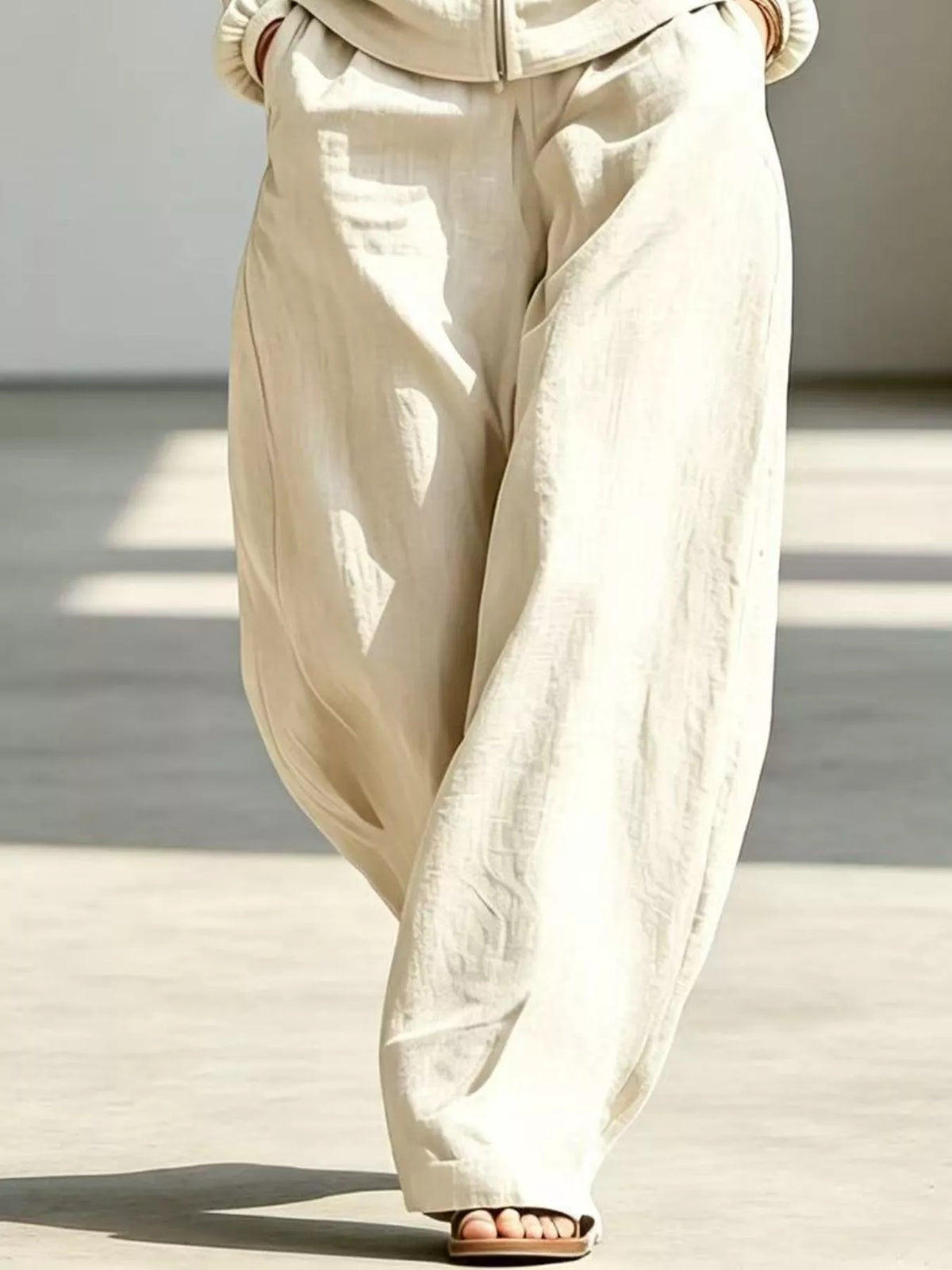 Jacket and pants set, cream pants detail