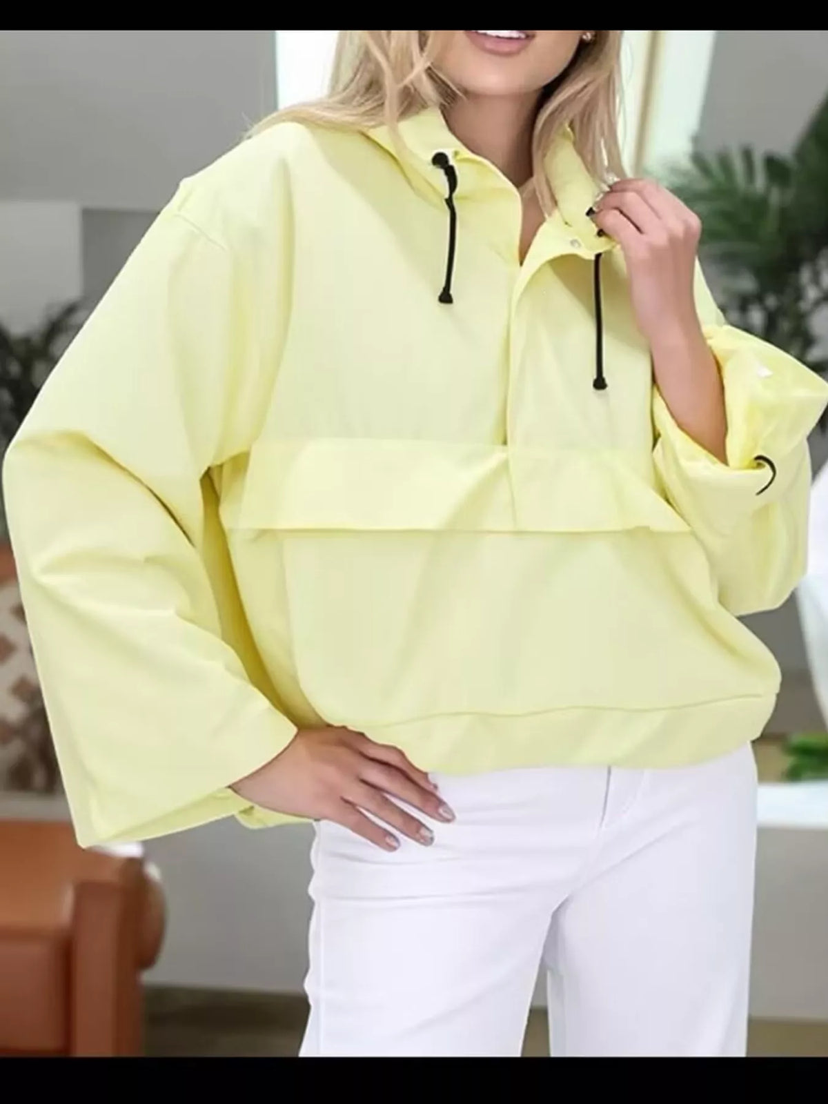 Half-Zip Hooded Anorak Jacket — front view