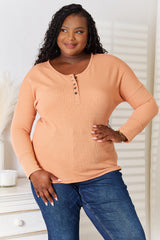 Trendsi Basic Bae Half Button Long Sleeve Top -