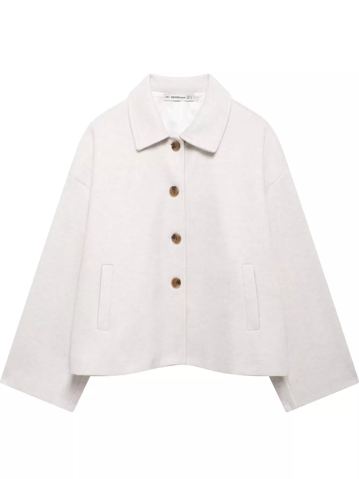 Button-up jacket, ivory flat front