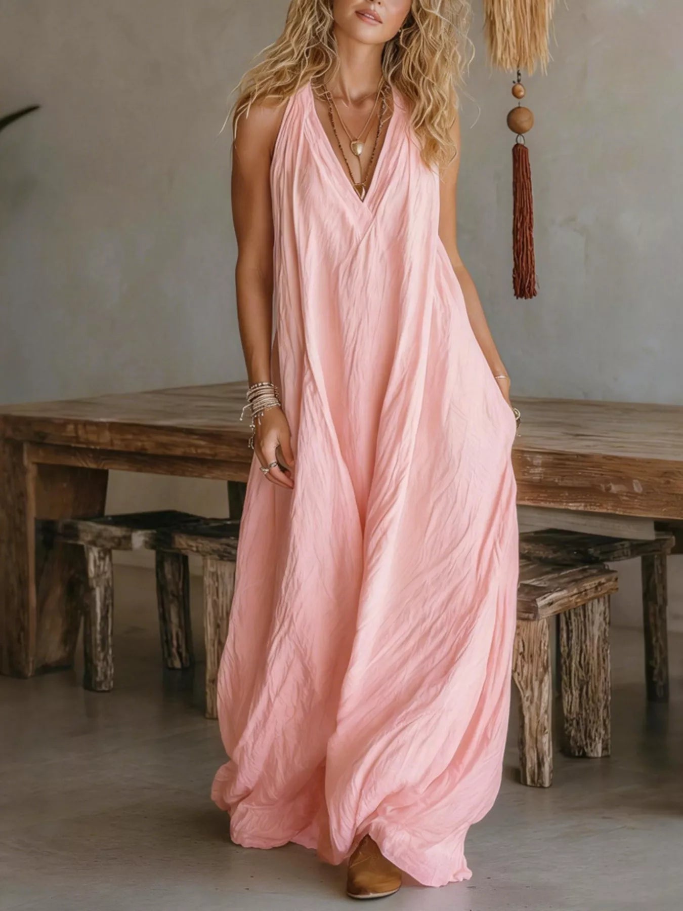 Trendsi Full Size Sleeveless Flowy Maxi Dress Plus Size -