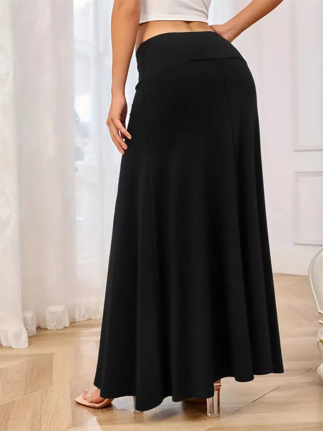 Trendsi Flowy Maxi Skirt with Wide Waistband -