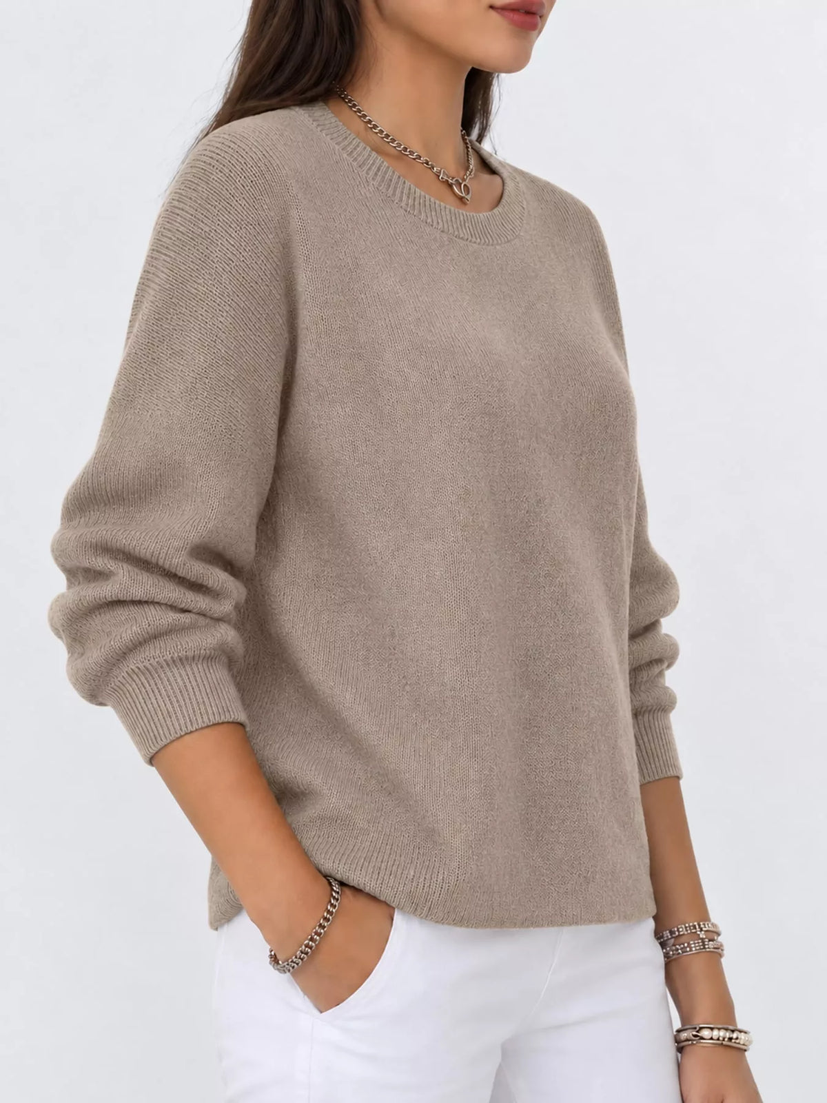 Camel crew neck sweater