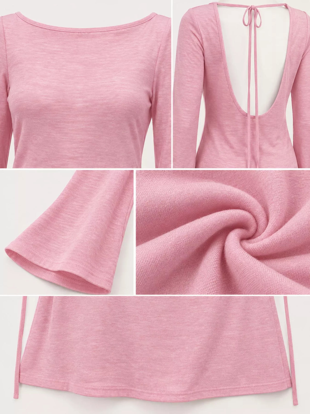 Pink flare sleeve bodycon mini dress — design and construction details